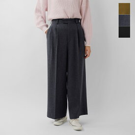 セール【60%OFF】audrey and john wad オードリーアンドジョンワッド ツイードライク 2タック ワイド ストレート パンツ l5307 レディース 【サイズ交換初回無料【クーポン対象】