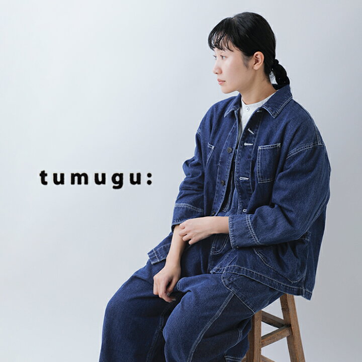 楽天市場】tumugu ツムグ ヘリンボーン/デニム カバーオール tb25330 