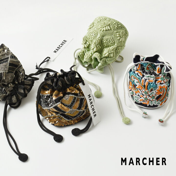 楽天市場】MARCHER マルシェ 巾着 ビーズ ショルダー バッグ beads 