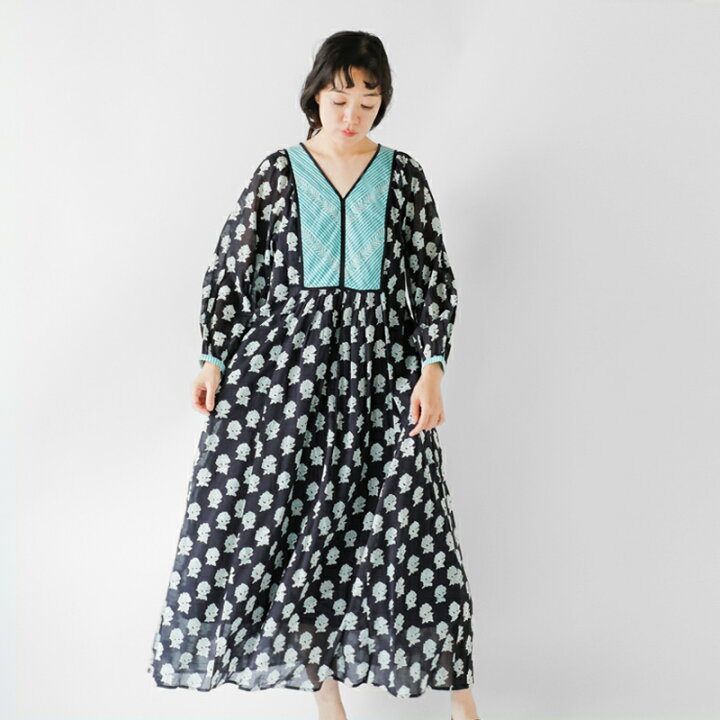 楽天市場】ne Quittez pas ヌキテパ ルータス コンビ プリント ドレス 