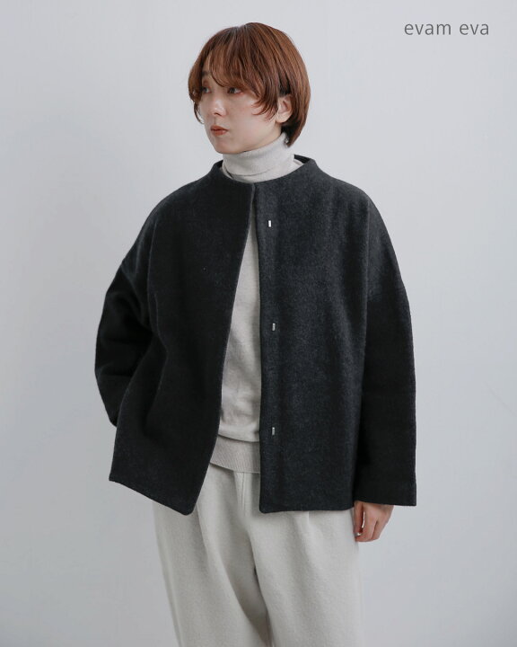 楽天市場】evam eva エヴァムエヴァ プレス ウール ショート コート 
