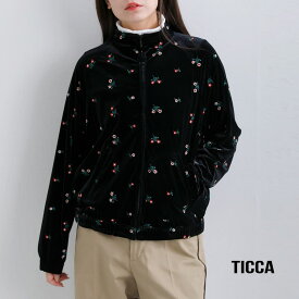 TICCA ティッカ ベロア フラワー エンブロイダリー トラック ジャケット tbfa-171 レディース 2026aw新作 秋冬