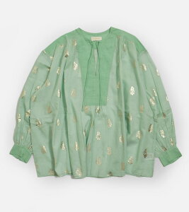 ne Quittez pas �k�L�e�p �R�b�g���{�C�� �t�����[���v�����g �M���U�[ �u���E�X Cotton Voile Foil Flower Print Gather Blouse 010100cm1 ���f�B�[�X 2026ss�V�� �t�āy�N�[�|���Ώہz