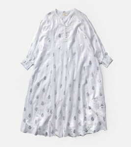 ne Quittez pas �k�L�e�p �R�b�g���{�C�� �t�����[���v�����g �X���[�u �h���X Cotton Voile Foil Flower Print Sleeve Dress 010400cm2 ���f�B�[�X 2026ss�V�� �t�� V�l�b�N �����O�����s�[�X ���]�[�g�y�N�[�|��