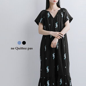ne Quittez pas �k�L�e�p �R�b�g���{�C�� �W���X�~���h�J �V���[�g�X���[�u �h���X Cotton Voile Jasmine Embroidery Short Sleeve Dress 010461wt2 ���f�B�[�X 2026ss�V�� �t��