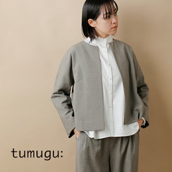 楽天市場】tumugu ツムグ コットンサテン スタンドカラー ブラウス 