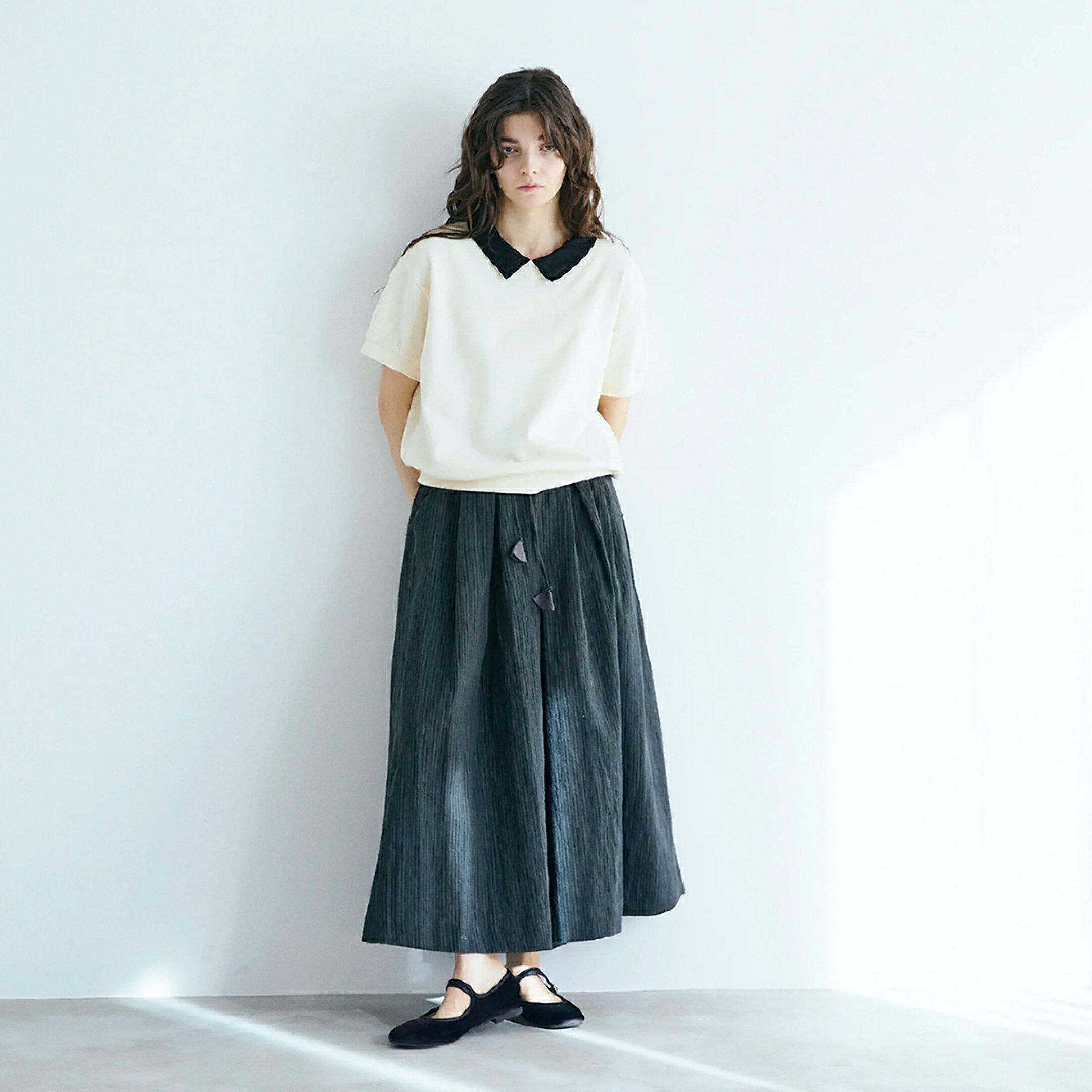 MAGALI ループバックコットン オーガンジー襟 カットソー tp20