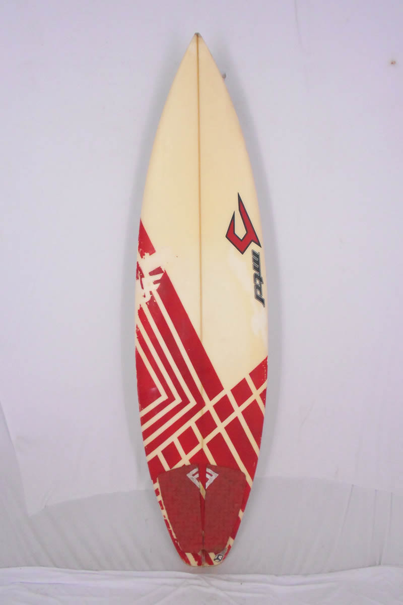 【中古】 JUSTICE SURFBOARD(ジャスティスサーフボード) JYRO モデル ショートボード ［CLEAR×RED］6’0”  サーフボード | アラソアン楽天市場店