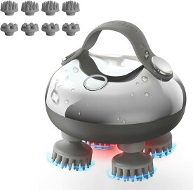 arboleaf ヘッドスパ 電動頭皮ブラシ 頭皮エステ【1000クーポン】 父の日プレゼント スカルプケア シルバー IPX7防水 3D動作モードフェイスケアブラシ 広範囲赤色LED 頭筋ブラシ 美容 お風呂 乾湿両用 全身適用 グレー 切替ブラシ＆収納袋付き 一年保証