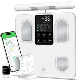 arboleaf 体重計 体組成計 人気アプリあ連動可能 apple watch/GoogleFit/Fitbit 8電極 全身 手足 体幹 Bluetooth APPスマホ連動 データ自動転送 50項目測定 全身測定 BMI 骨格筋率 体脂肪率 自動認識 高精度 ホワイト 電池付属 1年保証