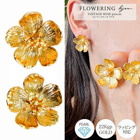 MARIQUA マリカ 天然石 大粒 FLOWERING フラワーリング 22kgp ビンテージローズ ピアス M スタッド ポスト 太め 薔薇 指輪 ボリューム 指輪 18k 18金 誕生日 ギフト プレゼント オパール 金属アレルギー対応 ARC. アークレディース ARC アーク