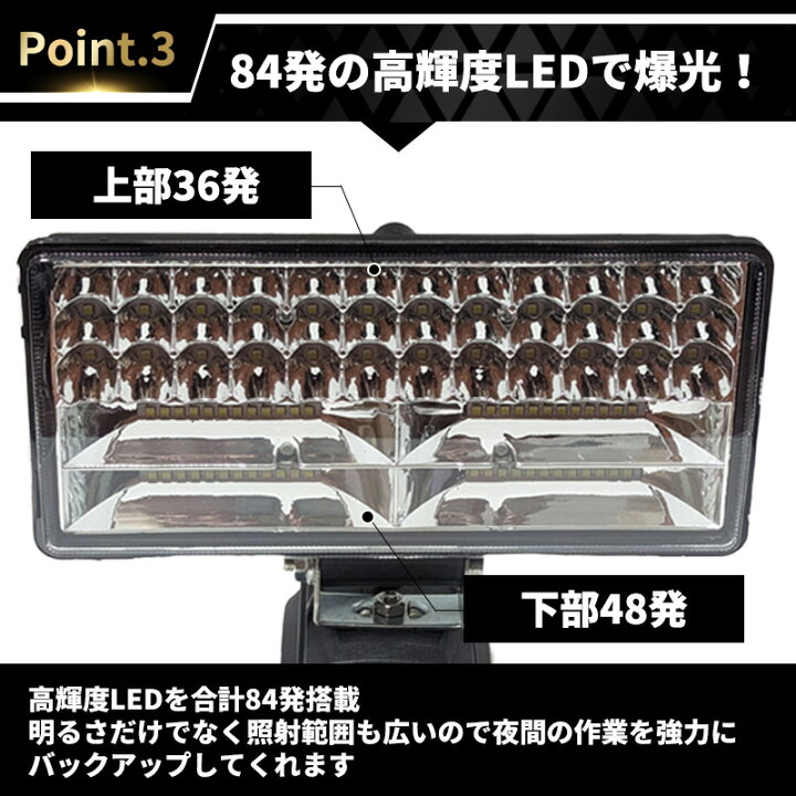 楽天市場】180W LED ワークライト USB充電付き マキタバッテリー 18V 
