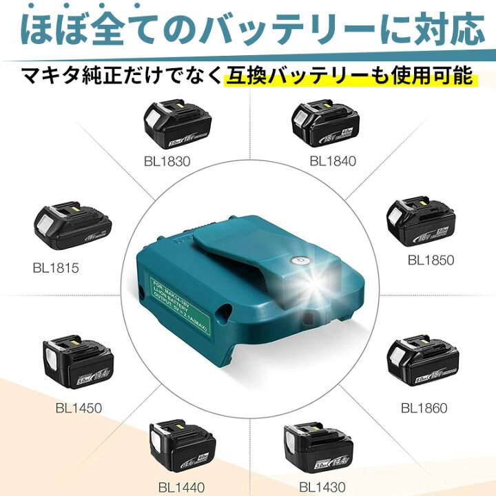 楽天市場】マキタ バッテリー アダプター 14.4v 18v 対応 2口 USB 