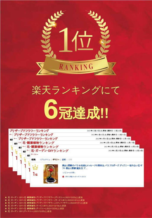 楽天市場 美女と野獣のバラ お名前とメッセージの彫刻込 バラ プロポーズ ディズニー 枯れない花 ギフト 美女と野獣 誕生日 プレゼント 結婚式 結婚記念日 記念日 贈り物 女性 彼女 妻 ブリザードフラワー 花 フラワー お祝い 結婚祝い 入学祝い 卒業祝い ディズニー