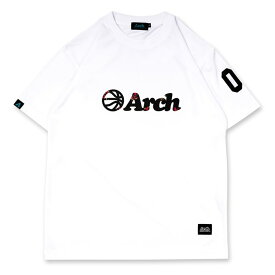 Arch（アーチ）Tシャツ ショートスリーブ floral logo tee [DRY]【white/black】バスケ ウェア 白黒