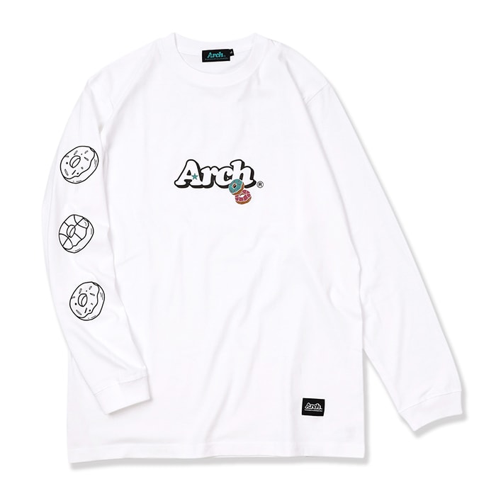 Arch（アーチ）Tシャツ ロングスリーブ donut basic logo L/S tee【white】バスケ ウェア 白