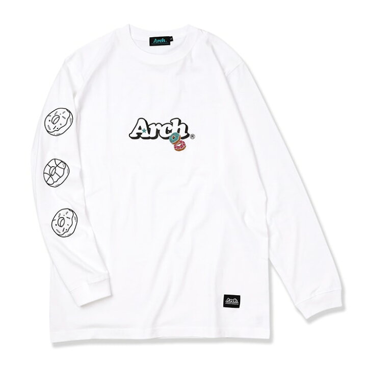 Arch（アーチ）Tシャツ ロングスリーブ donut basic logo L/S tee【white】バスケ ウェア 白 Arch（ アーチ）