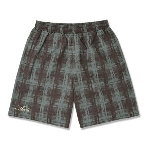 Arch cursive logo plaid shortsydark brown/grayz A[` oXP V[c