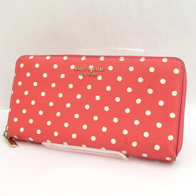 kate spade / ケイトスペード ◆ラウンドファスナー長財布/ドット柄/ピンク 【財布/サイフ/ウォレット/wallet/コイン】 レディースファッション【中古】