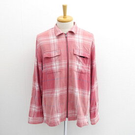 Supreme / シュプリーム ◆シャツジャケット/Plaid Flannel Zip Up Shirt/チェック/ピンク/サイズL 【メンズ/MEN/男性/ボーイズ/紳士】 メンズファッション【中古】