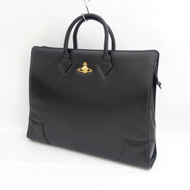 Vivienne Westwood / ヴィヴィアンウエストウッド ■ビジネス バッグ プレーン レザー ブラッグ ゴールド メタル 【バッグ/バック/BAG/鞄/カバン】 VW1【中古】