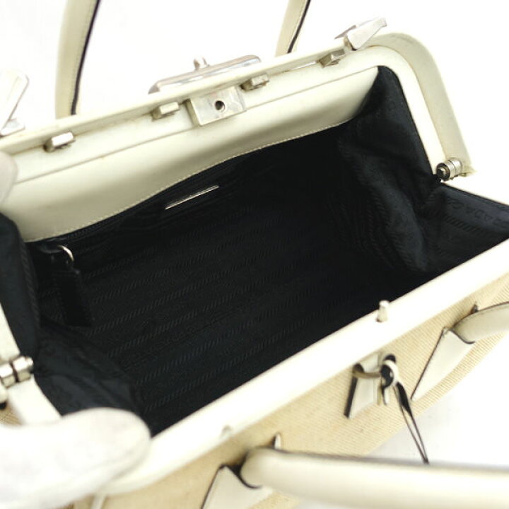 楽天市場】PRADA / プラダ □ハンドバッグ がま口 ホワイト ベージュ  