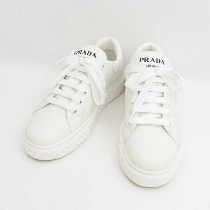楽天市場】PRADA / プラダ ◇厚底 レザースニーカー ホワイト サイズ 