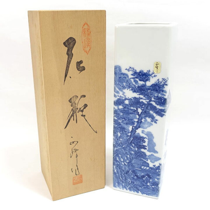楽天市場】第一陶器 西峰作 ◇【花器】有田焼/西峰作 四角山水花瓶 349 