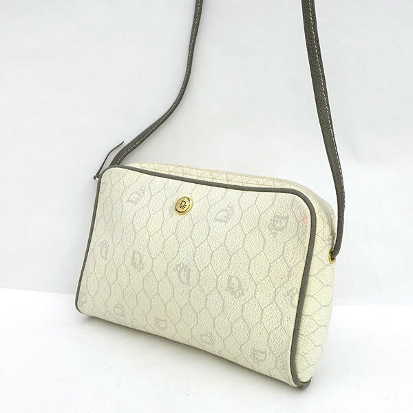 【スーパーSALE】Christian Dior / クリスチャンディオール ■ハニカム ショルダーバッグ ポーチ PVC  ホワイト ライトグレー 【バッグ/バック/BAG/鞄/カバン】 ブランド【中古】
