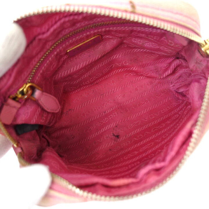 楽天市場】PRADA / プラダ □ポーチ キャンバス ピンク 小物入れ  