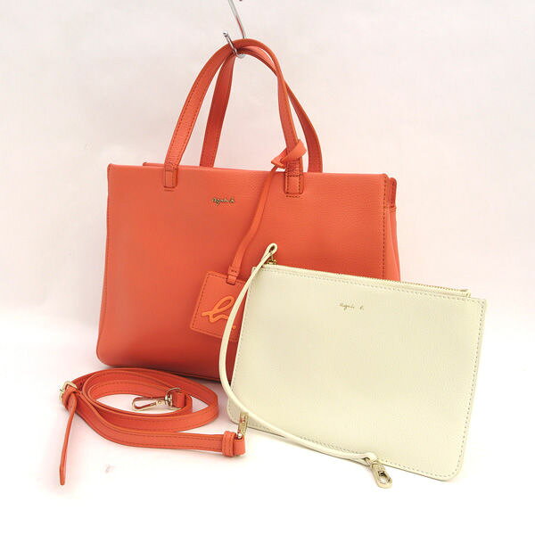 agnes b / アニエスベー ■2WAY バッグ レザー ピンク ショルダー ポーチ 【バッグ/バック/BAG/鞄/カバン】 ブランド【中古】