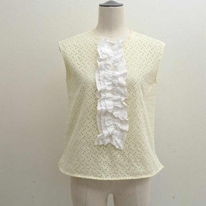 楽天市場】PRADA / プラダ ◇ブラウス/ノースリーブ/フリル/イエロー  