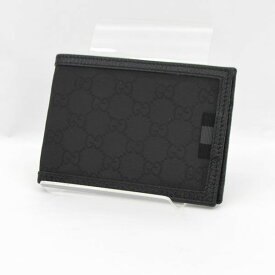 GUCCI / グッチ ◆GGナイロン 二つ折り財布 札入れ ブラック グレー 278596 【財布/サイフ/ウォレット/wallet/コイン】 ブランド【中古】