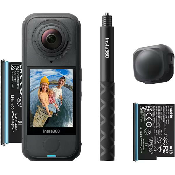 Insta360 新品アウトレット(箱不良／未使用新品) X4 Air スターターキット（X4 Air＋114cm見えない自撮り棒＋レンズキャップ＋予備バッテリー） グラファイト・ブラック CINSAAFA-SE03 国内正規品