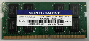 SUPER TALENT SKnCjbNX`bv PC4-17000 DDR4-2133 8GB m[gPCp 260pin SO-DIMM oNi F21SB8GH