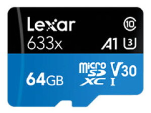 Lexar ���L�T�[ microSD�J�[�h 64GB UHS-I U1 Class10 V30 A1�iR�F98MB/s W�F45MB/s�jLSDMI64GBBAP633A