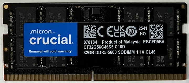 楽天市場】Crucial クルーシャル PC5-44800 DDR5-5600 32GB ノートPC用 