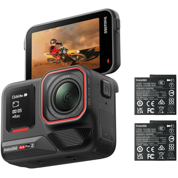 Insta360 新品アウトレット(箱不良／未使用新品) Ace Pro 2 デュアルバッテリーキット 次世代1/1.3インチセンサー搭載 8K撮影 デュアルAIチップ 2.5インチフリップ式タッチスクリーン 手ブレ補正 12m防水 CINSBBGA-DB 国内正規品