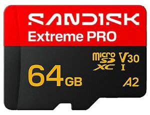 SanDisk �T���f�B�X�N Extreme PRO 64GB microSDXC�J�[�h UHS-1 U3 A2 V30�Ή� (R�F200MB/s W�F90MB/s) SDSQXCU-064G-GS6MA