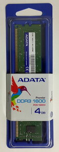 ADATA �f�X�N�g�b�vPC�p������ PC3-12800 DDR3-1600 4GB (256x8) U-DIMM AD3U1600C4G11-S