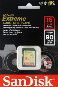 Sandisk �T���f�B�X�N Extreme SDHC SD�J�[�h 16GB Class 10 UHS-I U3�Ή� �Ǎ��ő� 600�{�� 90MB/s SDSDXNE-016G-GNCIN
