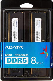 ADATA デスクトップPC用メモリ DDR5 PC5-38400 ( DDR5-4800 )対応 16GB (8GB x 2枚組) 288pin DDR5 U-DIMM 1.1V AD5U48008G-DT