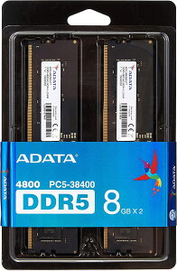 ADATA fXNgbvPCp DDR5 PC5-38400 ( DDR5-4800 )Ή 16GB (8GB x 2g) 288pin DDR5 U-DIMM 1.1V AD5U48008G-DT