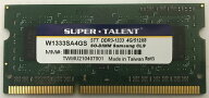 SuperTalent サムスンチップ搭載 PC3-10600 DDR3-1333 4GB 204pin SODIMM ノートPC用 メモリーモジュール…