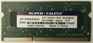 SuperTalent SKnCjbNX`bv DDR3-1333 PC3-10600 2GB SO-DIMM m[gPCp  W1333SA2GH Vi oNi