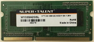 SuperTalent TX`bv ȓd DDR3L-1333 PC3L-10600 2GB m[gPCp  SO-DIMM 1.35V W133SA2GSL Vi oNi