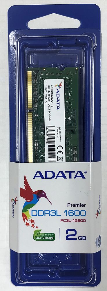 ADATA ノートPC用メモリ PC3L-12800 DDR3L-1600 SO-DIMM 2GB(256x8) 省電力モデル  ADDS1600C2G11-S | アーキサイト＠ダイレクト