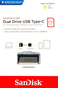 SanDisk �T���f�B�X�N USB������ 256GB USB3.1 Gen1 Type-C & Type-A �f���A���R�l�N�^���� �Ǎ��ő�150MB/s SDDDC2-256G-G46