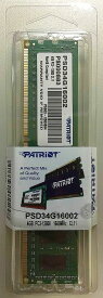 PATRIOT パトリオット PC3-12800 DDR3-1600 4GB 256x8 240pin デスクトップPC用メモリ PSD34G16002