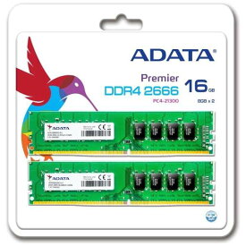 ADATA エイデータ PC4-21300 DDR4-2666 16GB(8GB x 2) デスクトップ用メモリ 288pin Unbuffered DIMM 1.2V AD4U266638G19-D